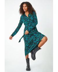 D.u.s.k - Abstract Print Midi Stretch Shirt Dress - Lyst