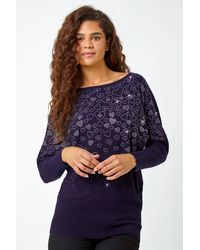 Roman - Embellished Diamante Heart Jumper - Lyst