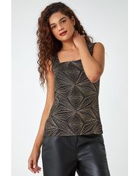 Roman - Geometric Sparkle Embellished Vest Top - Lyst