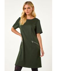 Roman Petite - Zip Detail Pocket Shift Dress - Lyst