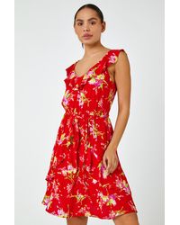 Roman - Dusk Fashion Floral Frill Detail Fit & Flare Dress - Lyst