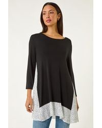 Roman - Polka Dot Side Split Tunic Top - Lyst