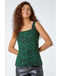 Roman - Geometric Sparkle Embellished Vest Top - Lyst