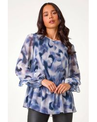 Roman Petite - Abstract Pleated Frill Top - Lyst