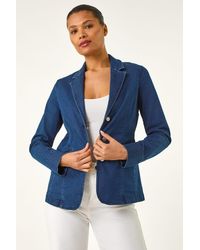 Roman - Denim Collar Stretch Blazer - Lyst