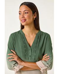 Roman - Dip Dye Print V-Neck Top - Lyst