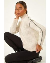 Roman Petite - Contrast Stitch Knit Jumper - Lyst