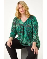 Roman Curve - Animal Print Pleat Front Top - Lyst