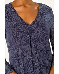 Roman - Spot Print Pleat Front Tunic Top - Lyst