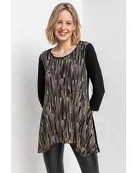 Roman - Glitter Stripe Print Hanky Hem Tunic Top - Lyst