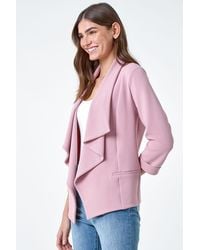 Roman - 3/4 Sleeve Textured Waterfall Front Jacket - Lyst