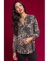 Roman - Animal Print Long Sleeve Top - Lyst
