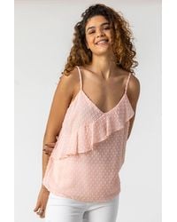D.u.s.k - Textured Spot Frill Detail Cami Top - Lyst