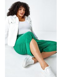 Roman Curve - Elastic Waist Plisse Culotte Trousers - Lyst