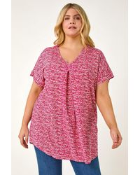 Roman Curve - Pleat Front Printed Stretch Top - Lyst