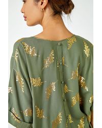 Roman - Metallic Leaf Print Oversized T-Shirt - Lyst