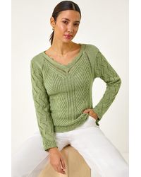 Roman - Scallop V-Neck Knit Jumper - Lyst