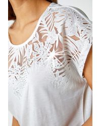 Roman - Sparkle Palm Print Cut Out T-shirt - Lyst