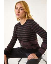 D.u.s.k - Metallic Fluffy Stripe Knit Jumper - Lyst