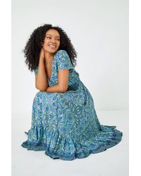 Roman Petite - Paisley Print Frill Hem Midi Dress - Lyst
