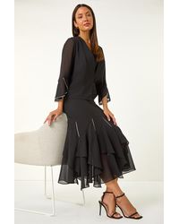 Roman - Diamante Detail Ruffle Skirt - Lyst