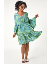 Roman Petite - Aztec Print Flared Sleeve Dress - Lyst
