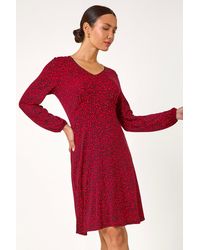 Roman - Ditsy Floral Print Lace Trim Stretch Dress - Lyst