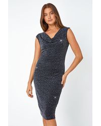 Roman - Shimmer Cowl Neck Stretch Dress - Lyst