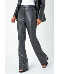 D.u.s.k - Faux Leather Bootcut Stretch Trousers - Lyst