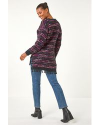 Roman - Boucle Fringe Hem Tunic Jumper - Lyst