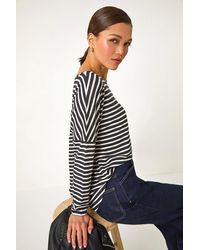 Roman - Relaxed Stripe Print Long Sleeve Stretch Top - Lyst
