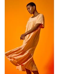 Roman - Embroidered Cotton Midi Smock Dress - Lyst
