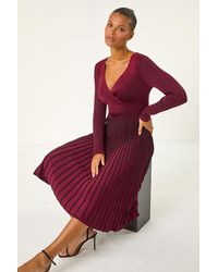 Roman - Lurex Wrap Knitted Midi Dress - Lyst