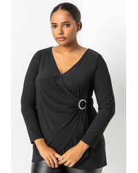 Roman Curve - Wrap Diamante Buckle Top - Lyst