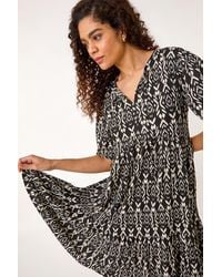 Roman - Aztec Tie Front Smock Dress - Lyst