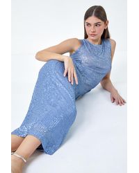 Roman - Sequin Sparkle Stretch Midi Skirt - Lyst