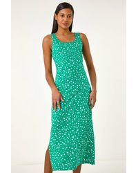 Roman - Cotton Speckled Print Midi Dress - Lyst