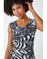 Roman - Sleeveless Textured Animal Print Top - Lyst