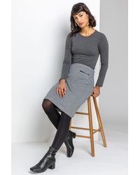 Roman - Two Tone Textured Elastic Waist Skirt - Lyst