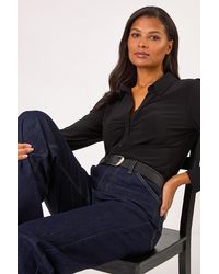 Roman - Collar Button Stretch Blouse - Lyst