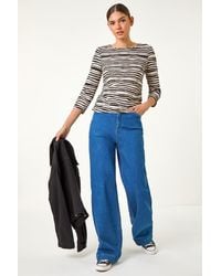 Roman - Stretch Textured Stripe Top - Lyst