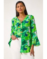 Roman - Abstract Print Flared Blouse - Lyst