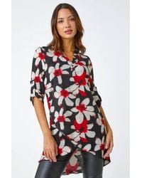 Roman - Floral Print Wrap Detail Tunic Top - Lyst