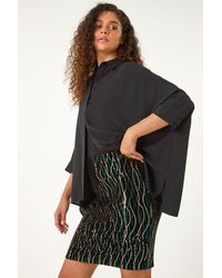 Roman - Velvet Sequin Detail Pencil Skirt - Lyst