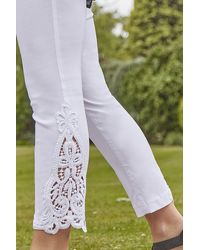 Roman - Lace Insert Crop Stretch Trousers - Lyst