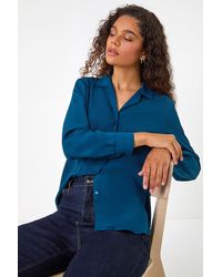 Roman - V-Neck Collar Button Detail Blouse - Lyst