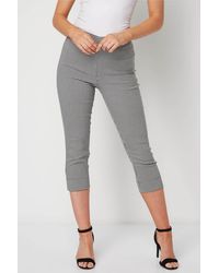 Roman - Gingham Elastic Waist Stretch Cropped Trouser - Lyst