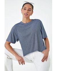 D.u.s.k - Metallic Shimmer Ribbed Stretch T-Shirt - Lyst
