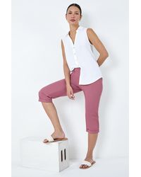 Roman - Cotton Blend Cropped Chino Trousers - Lyst