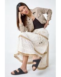 Roman - Broderie Cotton Tiered Maxi Skirt - Lyst